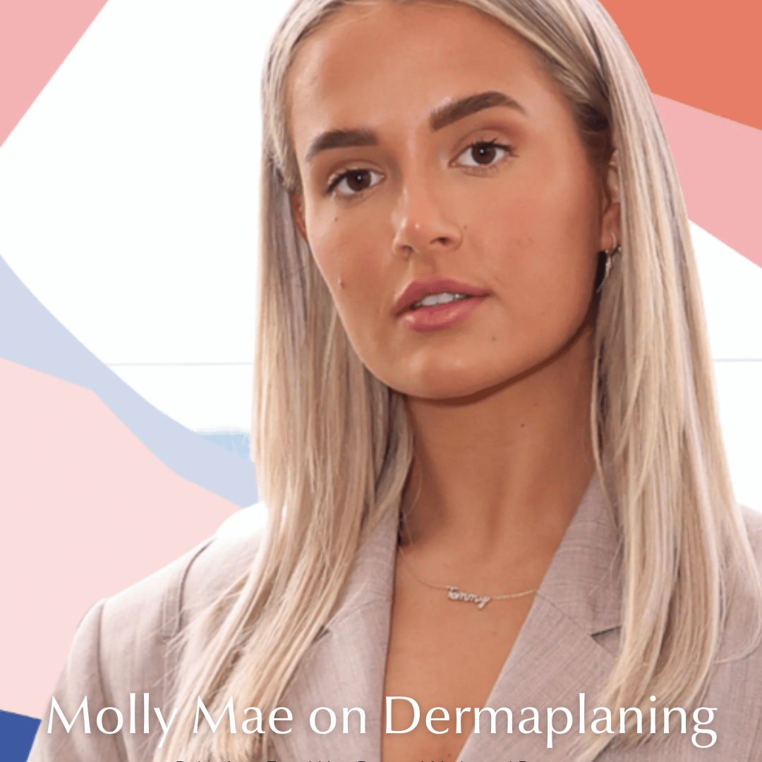 Woman dermaplaning her face at home with Make My Shave dermaplaning tool — debunking Molly Mae dermaplaning regret myths