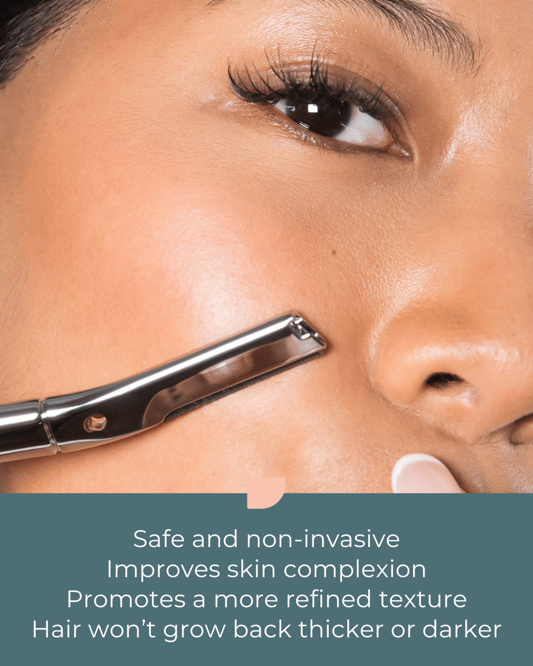 Dermaplaning tool for women in Australia. Description includes that facial hair won't grow back thicker or darker 