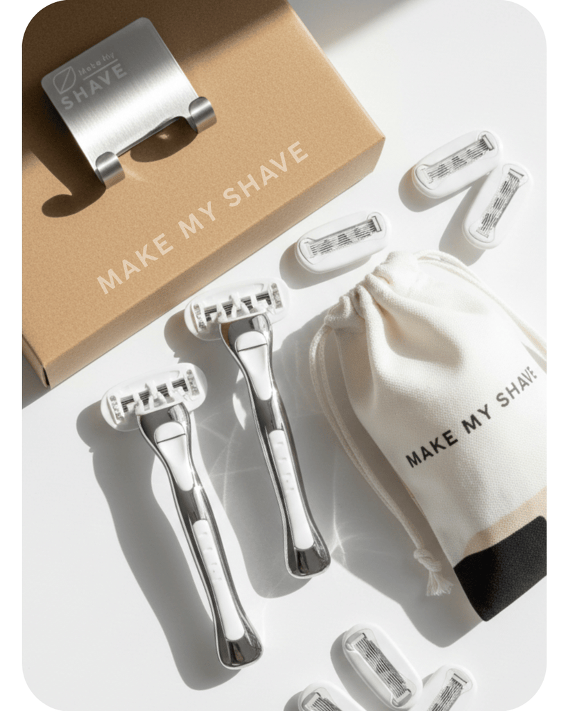 Shaving kit with women's razors, razor holder, extra blades and accessories from Make My Shave