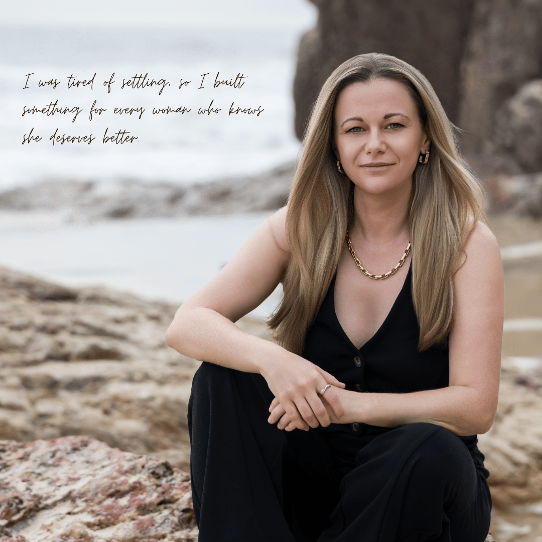 Lindsay, Co-founder of Make My Shave sitting on a rock. She is the founder of Australia's best womens razor. 